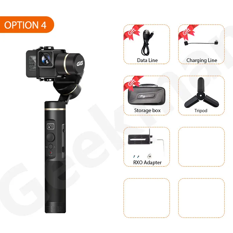 FeiyuTech G6 Gimbal Feiyu брызгозащищенный стабилизатор для экшн-камеры OLED угол наклона для Hero 7 6 5 4 RX0 DJI Osmo Action - Цвет: With RXO tripod