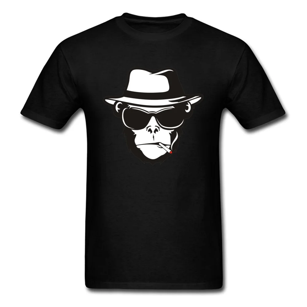Monkey with sunglasses Cool Short Sleeve Tops Tees Thanksgiving Day Crew Neck Pure Cotton Men's T Shirt Cool Tee Shirt Faddish Monkey with sunglasses black