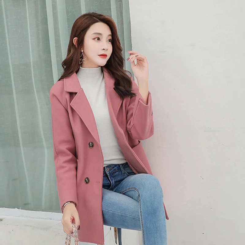 Зимнее корейское пальто для женщин модное винтажное шерстяное пальто для женщин с воротником под горло офисное Женское пальто для женщин abrigos mujer