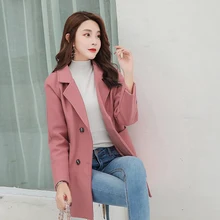 Зимнее корейское пальто для женщин модное винтажное шерстяное пальто для женщин с воротником под горло офисное Женское пальто для женщин abrigos mujer