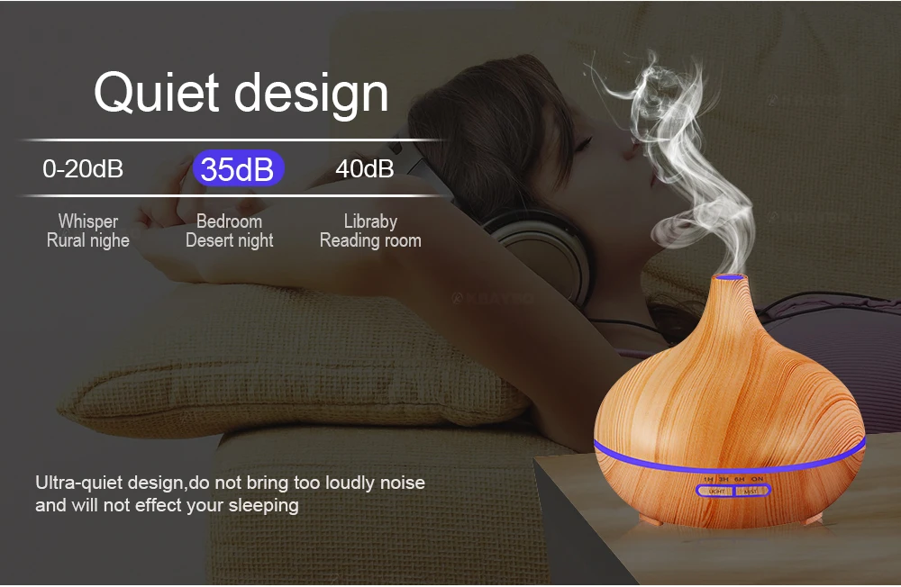 Kbaybo 300ml aroma air humidifier wood grain with led lights essential oil diffuser aromatherapy electric mist maker for home