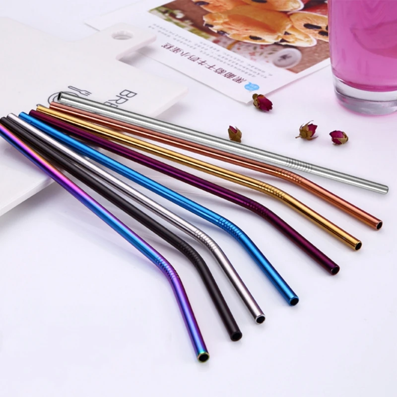 

TiTo titanium straws with 1 cleaner brush titanium bend straw kitchen Outdoor camping drinking family and holiday gift straws