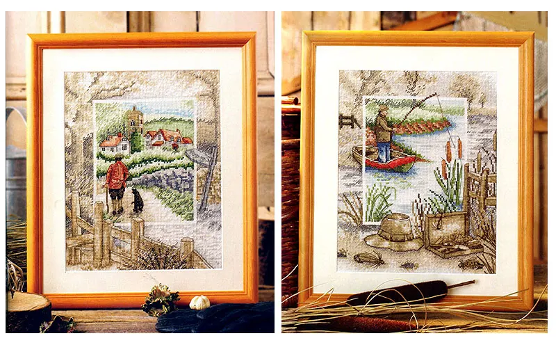 Fishxx Cross Stitch Kit European magazine GOLD style 83-4 pastoral life scenery two