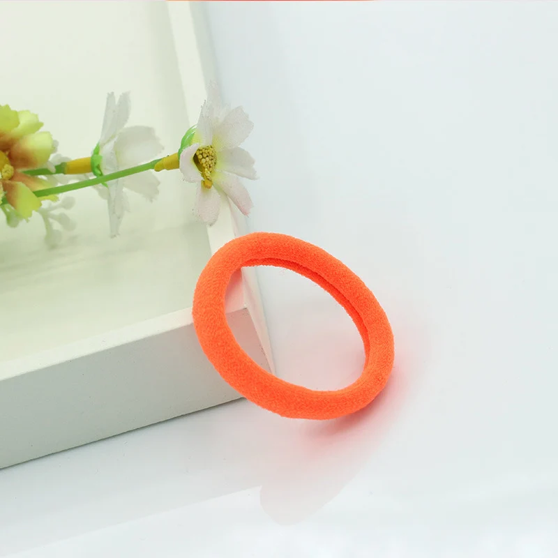 5pcs Women Girls High Elasticity 4cm Medium Thick Rolled Towel Hair Rope Candy Solid Color Rubber Band Ring Ponytail Holder