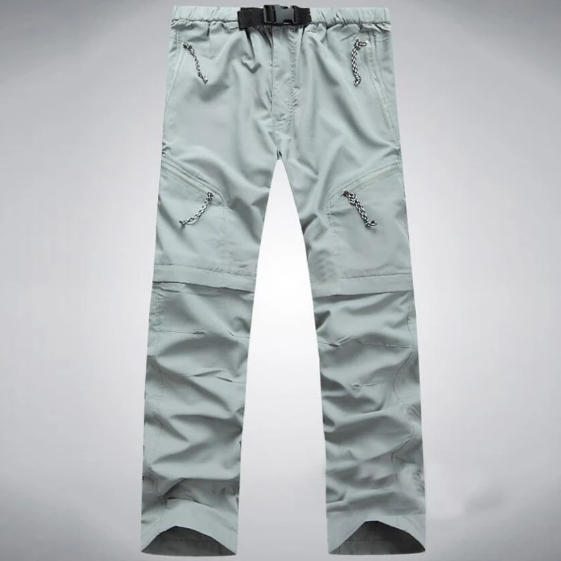 Повседневные быстросохнущие мужские летние отстегивающиеся брюки, мужские спортивные дышащие водонепроницаемые военные Карго короткие штаны - Цвет: Серый