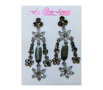 

Earrings silver long with flowers fashion bright whites