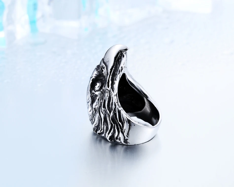 Drop Ship 316L Stainless Steel For Man High Quality Cool Punk Eagle Men's Animal Ring BR8-436