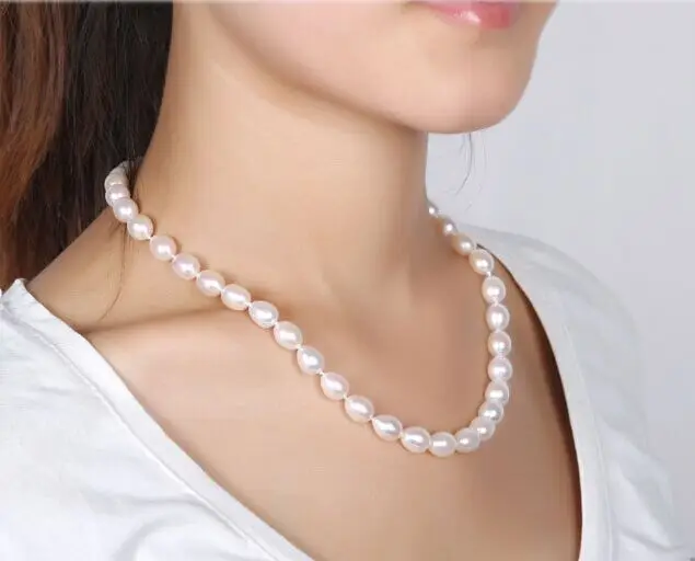 

FREE SHIPPING longer 10-11mm Natural south sea genuine white drop pearl necklace AAA HOT sell