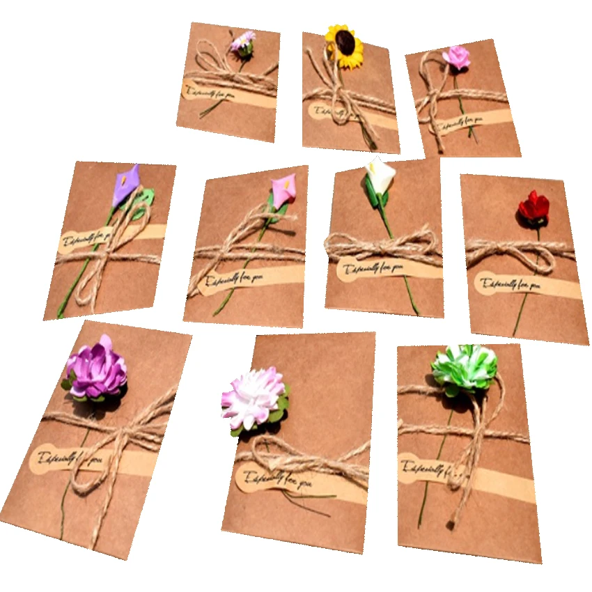 50 упаковок/партия Ретро сушеный цветок бумажный конверт с картой цветок специально набор приглашений сообщение открытка оптовая продажа