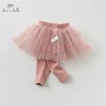 

DBZ10102-2 dave bella spring baby girls with ruffles pants children full length pants infant toddler wine trousers