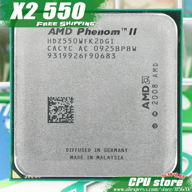 

AMD Phenom II X2 550 CPU Processor Dual-Core (3.1Ghz/ 6M /80W / 2000GHz) Socket am3 am2+ free shipping 938 pin sell X2 560