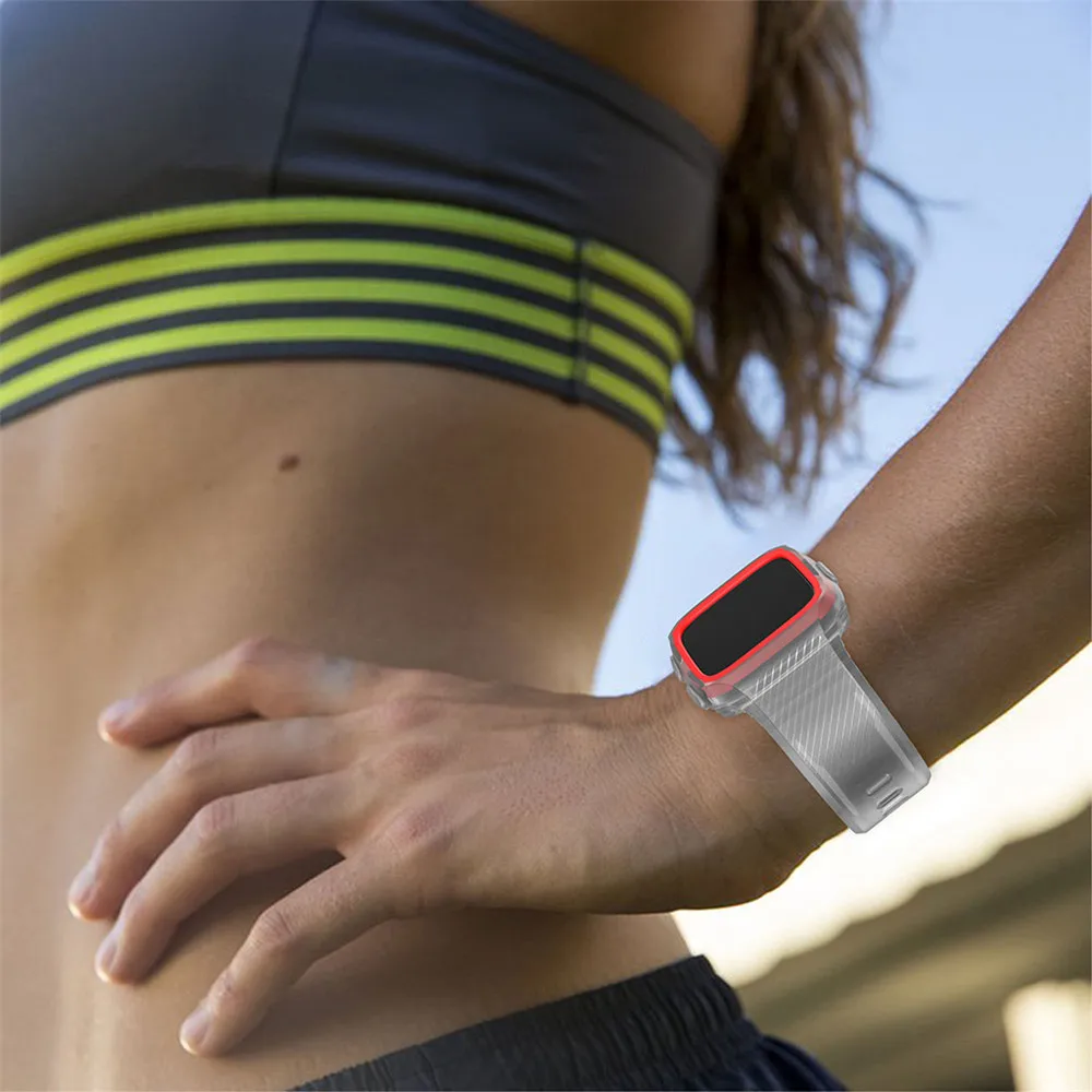 2в1 силикон для Fitbit Versa браслет ремешок на запястье с полным защитным чехлом крышка рамка часы ремешок для Fitbit Versa