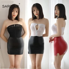 Best Price SAROOSY Sexy Open Cup Cluwear Dress Set for Women Lace Top and PU Leather Dress One Set Double Zipper Detail 2019 New Arrival Best Price SAROOSY Sexy Open Cup Cluwear Dress Set for Women Lace Top and PU Leather Dress One Set Double Zipper Detail 2019 New Arrival