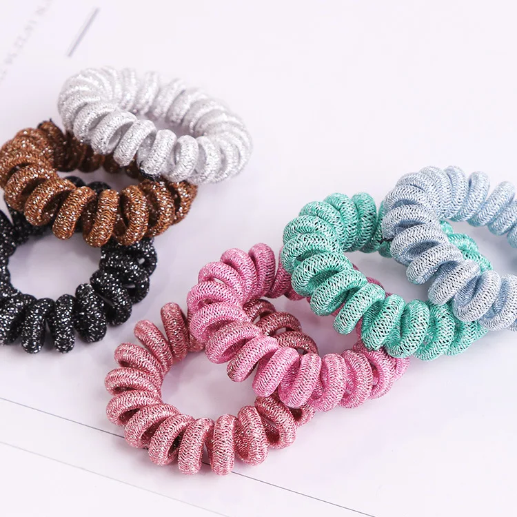 

Women Hair Accessories Candy Color Telephone Ring Elastic Hair Bands Spring Bands