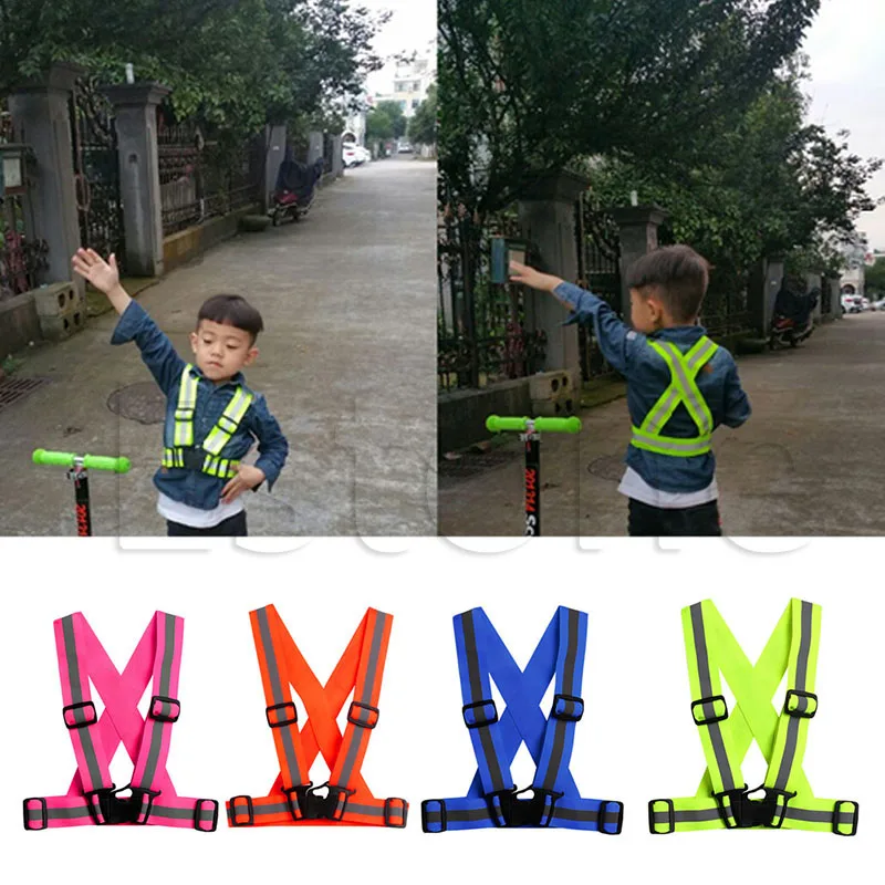 

Kids Adjustable Safety Security Visibility Reflective Vest Gear Stripes Jacket For Children Safety
