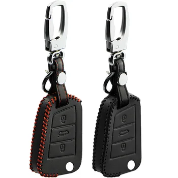 

Leather Car Remote Key Cover Case For Skoda Octavia 1 2 3 A5 A7 Kodiaq 2017 Rapid Fabia Superb Yeti Accessories