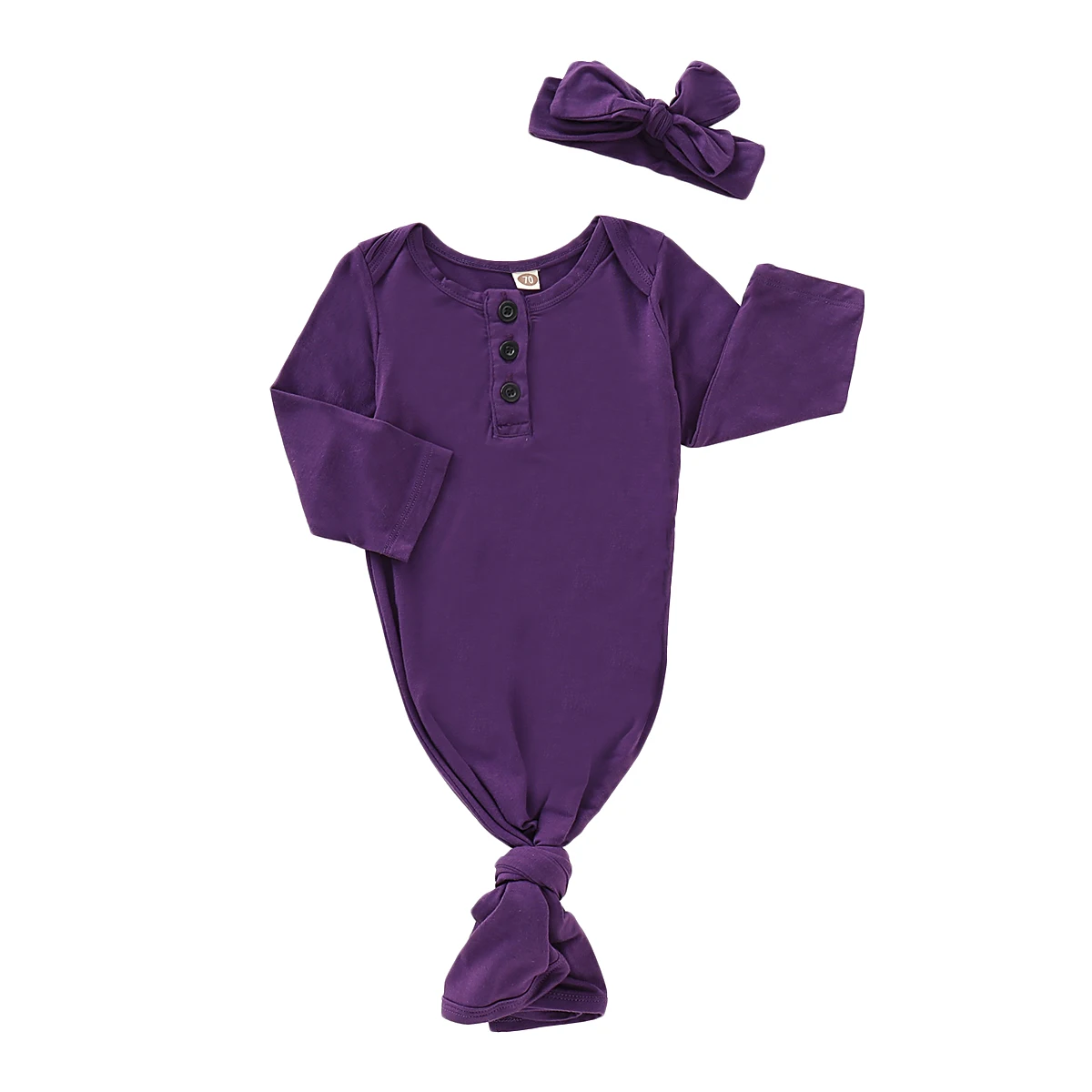 Детские постельные принадлежности для сна, сумки для новорожденных, детское одеяло в полоску, одежда для постельных принадлежностей, шапка, комплект из 2 предметов с длинными рукавами - Цвет: Фиолетовый