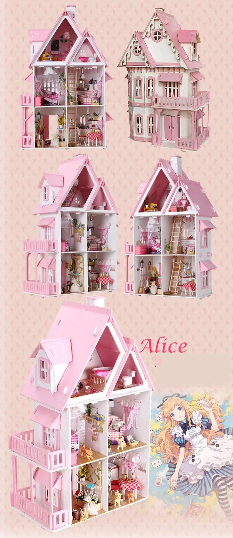 Sun Кукла Алиса дом/деревянная модель Diy/подарок на день рождения представляет большую виллу здание Dioramas