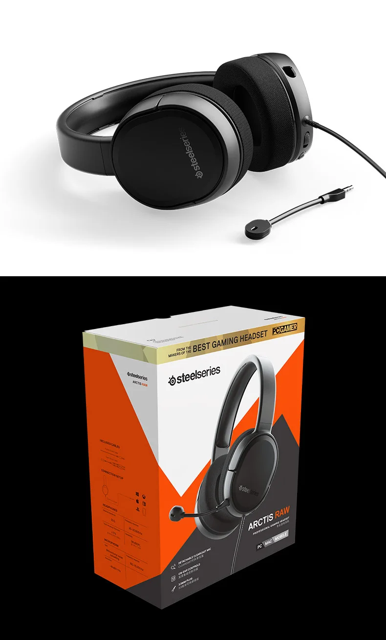 Steelseries Arctis Raw Игровые наушники, гарнитура для электронных спортивных игр, наушники для мобильного телефона с усиленным басом и шумоподавлением CF