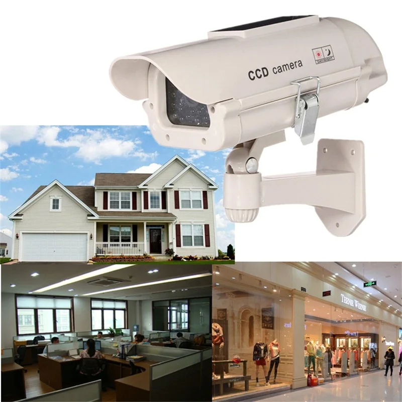 Solar Powered Waterproof Fake Camera Dummy CCD Security Camera Red Flashing Leds Home Office Surveillance System Scare Theft