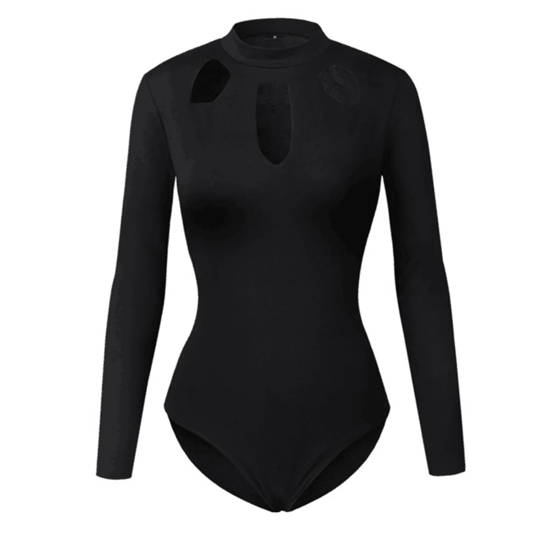 Sexy Turtleneck Halter Bodysuit Women Tops Choker Hollow Out Skinny Playsuit Black Romper Female Long Sleeve Body Suit Femme Sexy Turtleneck Halter Bodysuit Women Tops Choker Hollow Out Skinny Playsuit Black Romper Female Long Sleeve Body Suit Femme