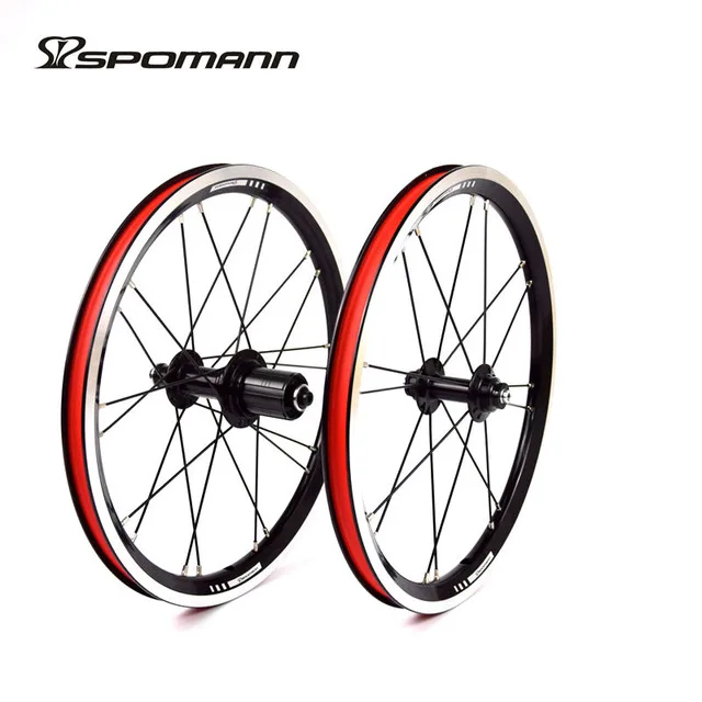 SPOMANN 16 дюймов складной велосипед сплав V тормоз для BMX велосипедный клинкер обода ось для колес из углеволокна 16er использование для 11 скоростного свободного колеса - Цвет: Черный