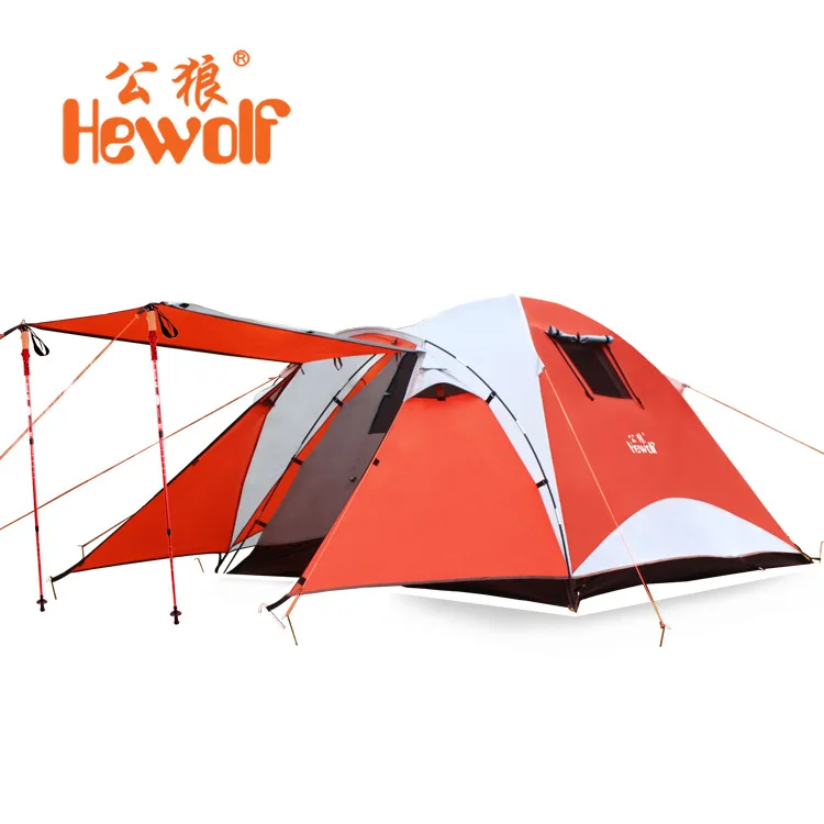 Hewolf 3 4 person double layer super strong waterproof camping tent
