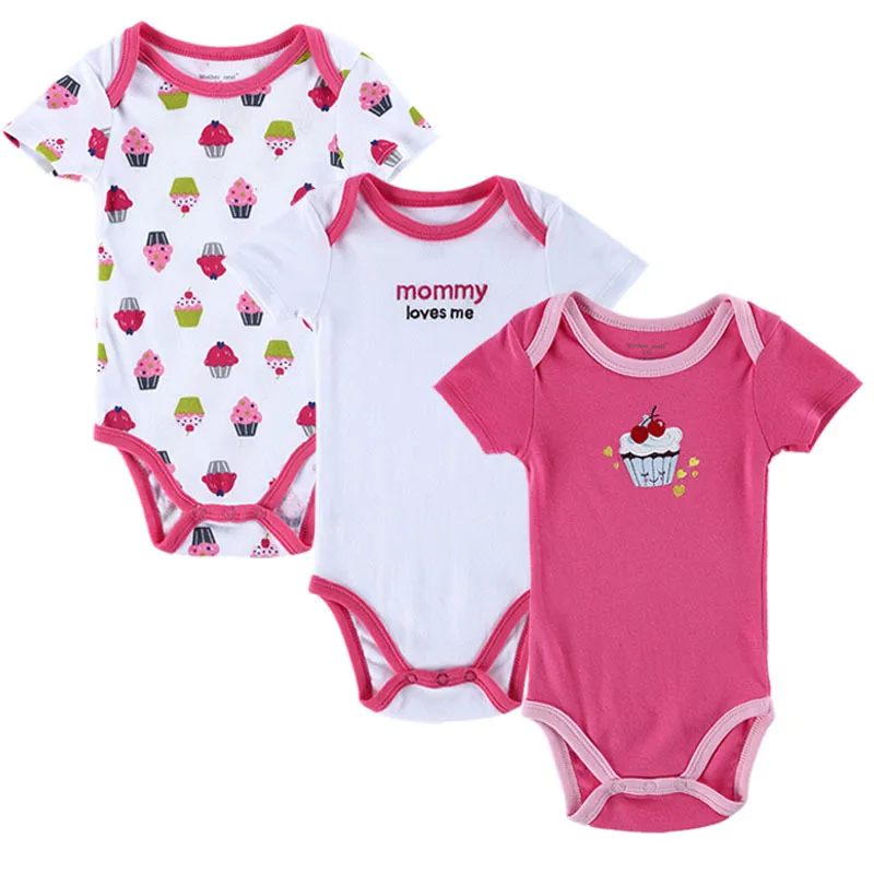 3pcs/lot Baby Rompers Новорожденные с коротким рукавом Хлопок Boy Девушка Одежда для