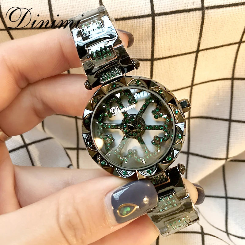 Dimini модные женские часы с бриллиантами роскошные женские часы кварцевые наручные часы из нержавеющей стали золотые женские часы подарки Прямая поставка
