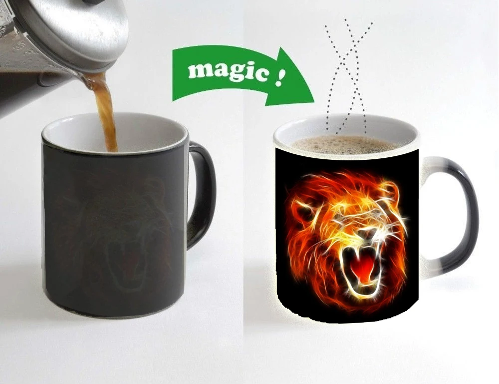 Кружка King Magic Lion 11 унций с изменением цвета Термочувствительная чайная чашка