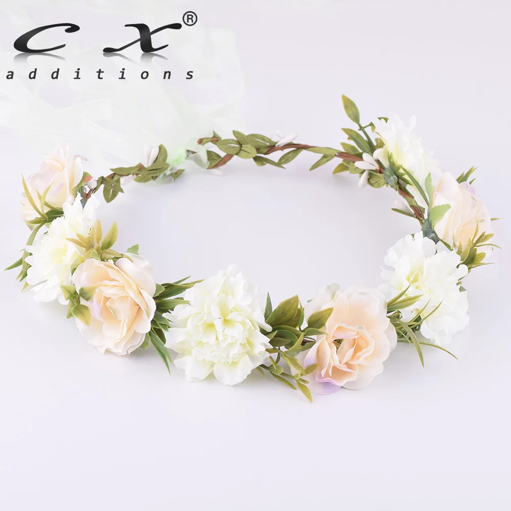 

CXADDITIONS Flower Crown Headband Headwear Bridal Fabric Flower Crown Wedding Hair Accessories Headbands Floral Head Wreath