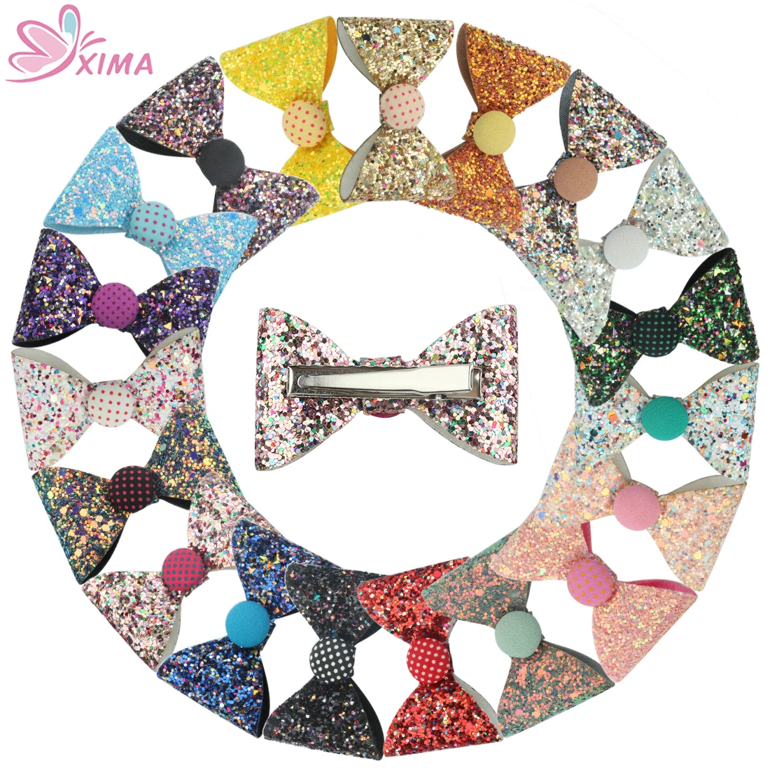 

2.5''Boutique Hair Accessories Bowknot Princess Hairgrips Glitter Hair Bows with Clip Sequin Bow Hair Clip for Girls Children