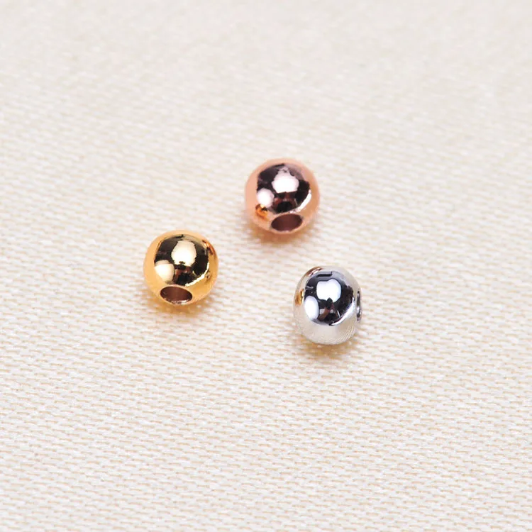 

DIY Bead Gold Pick Size 2/2.5/3mm Smooth Ball Spacer Beads Jewelry Findings Making Wholesale