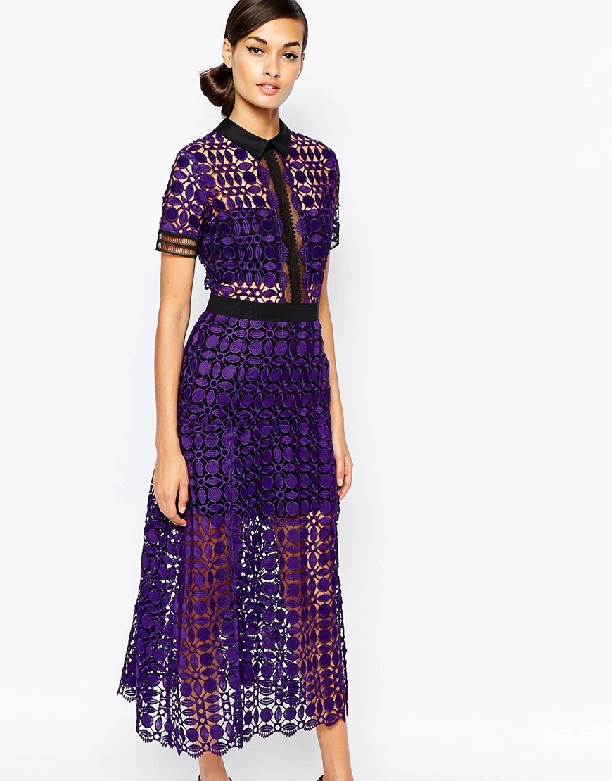 scalloped tube midi dress