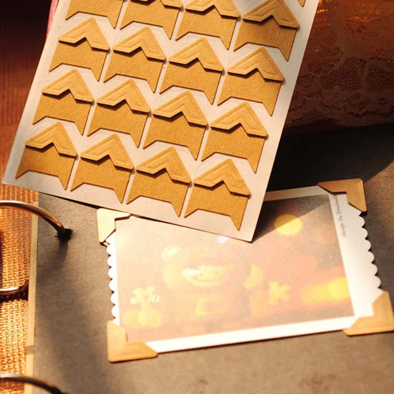 

DIY Vintage Corner kraft Paper Stickers for Photo Albums Frame Decoration Scrapbooking Free shipping