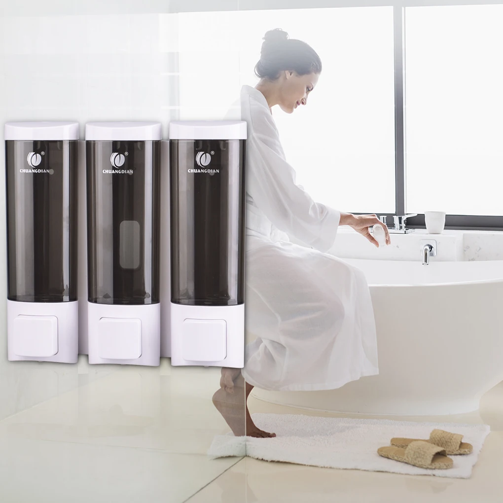 

Three Head Liquid Soap Dispenser Wall-mounted Bathroom Hand Sanitizer Shower Shampoo Dispenser Hotel Liquid Soap Container