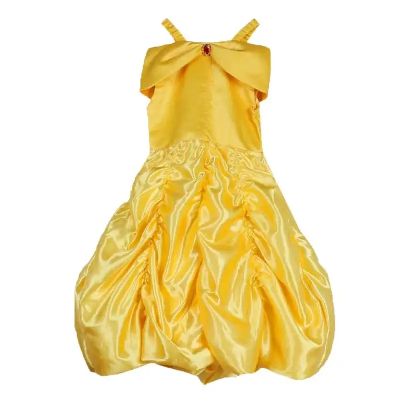 

Yellow Girls Costume Spring Fall Girls Princess Dress Costume Kids Sleeveless Bow-knot Birthday Party Ball Gown Clothes