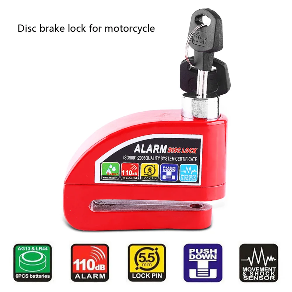 

Hot 110dB Motorcycle Scooter Bicycle Anti-theft Disc Brake Lock Security Alarming System Alarm Disc Brake Lock 4 Colors