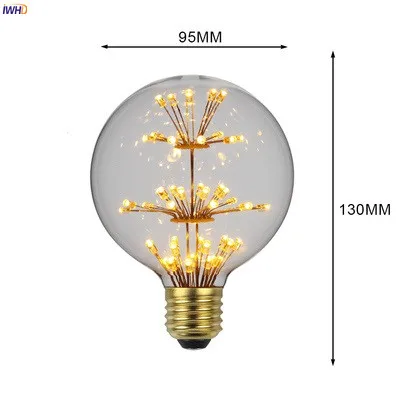 IWHD All Star Bombillas Edison светильник лампа E27 2 Вт 220 В промышленная декоративная лампа ретро винтажная лампа Ampul Bombillas - Цвет: G95