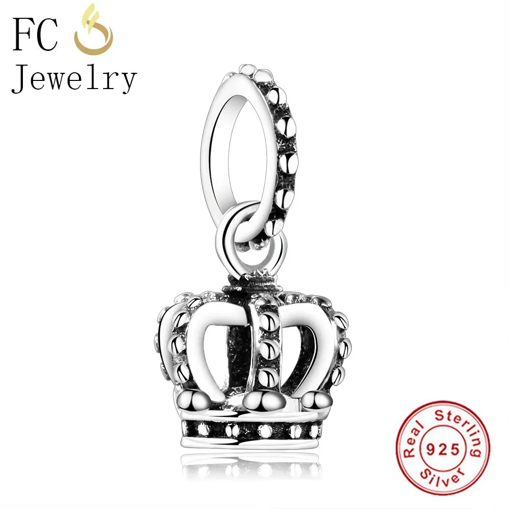 

FC Jewelry 925 Sterling Silver European Crown Beads Pendant Dangle Fit Pandora Charms Bracelets & Bangles Necklace DIY Berloque