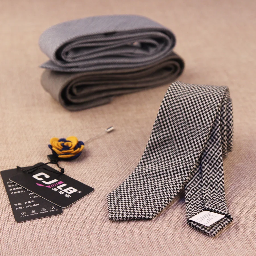 

14colors Korean fashion designer high quality mens business neck tie skinny slim 5cm plaid wool gravatas ties for men 1pcs