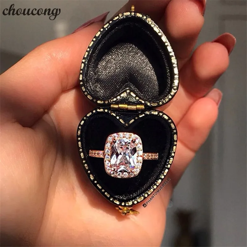 

choucong Midnight Dynasty Ring 925 Sterling Silver Cushion cut 3ct AAAAA cz Promise Wedding Band Rings For Women Party Jewelry