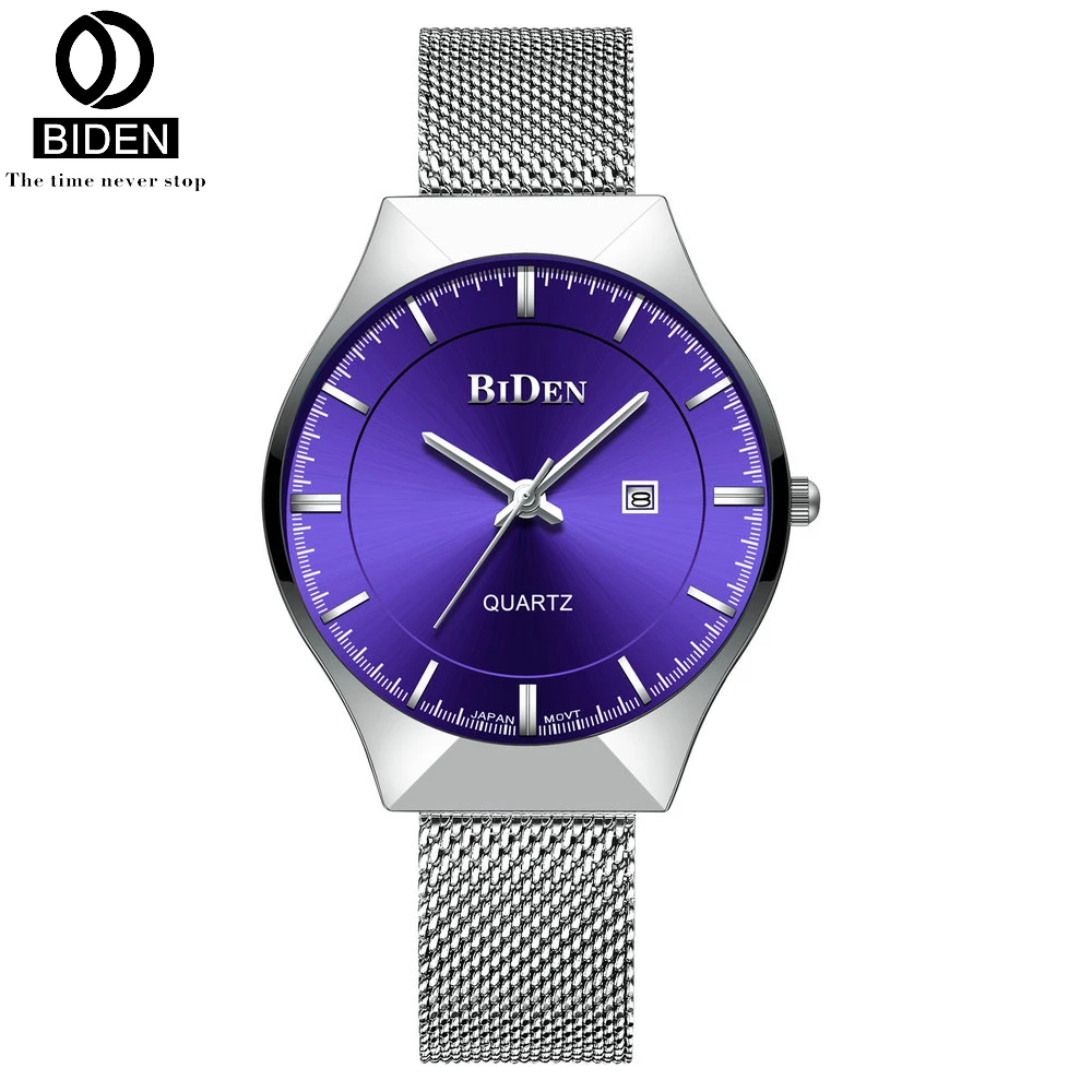 

BIDED Full Stainless Steel Mesh Strap Business Watches Male Quartz Auto Date Clock Man Wristwatches relogio masculino
