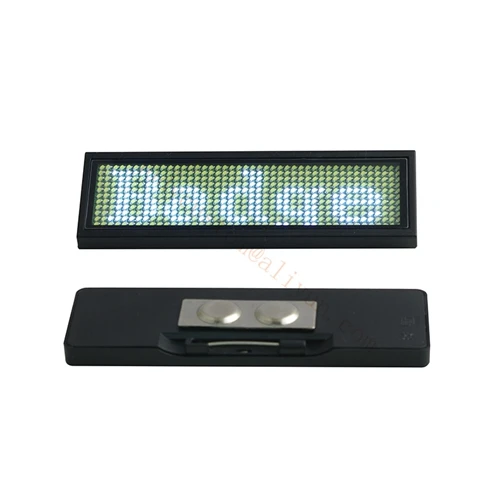 1 шт. синий светодиодный бейдж с именем светодиодный экран с 44x11 пикселей USB программирование цифровой для ресторана отеля, магнит и булавка - Цвет: white