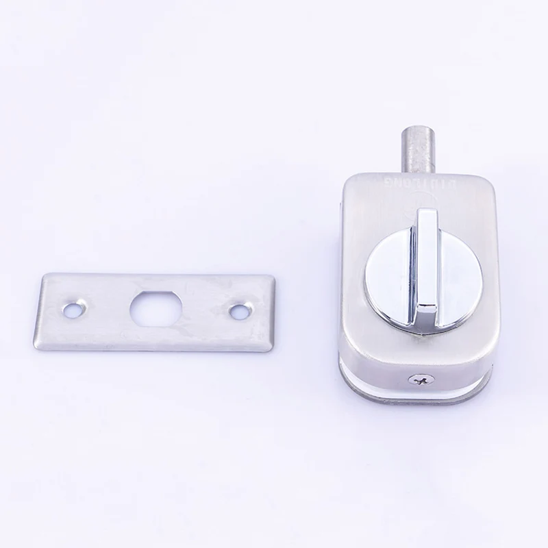 Glass Door Latch Lock Stainless Steel Durable Brushed Finish No Hole