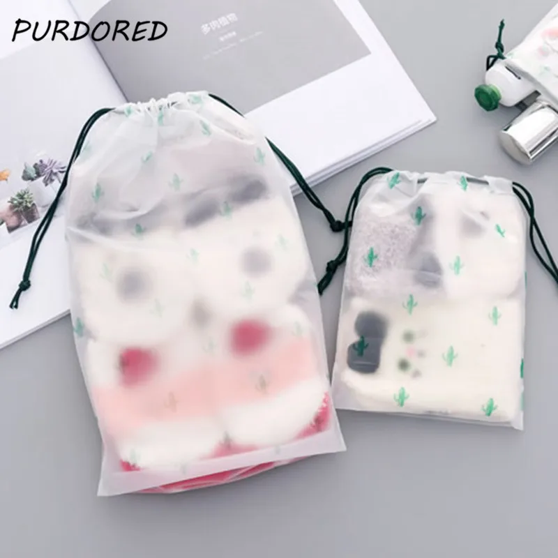 PURDORED 1 шт. прозрачная косметичка С КАКТУСОМ на шнурке дорожная женская органайзер