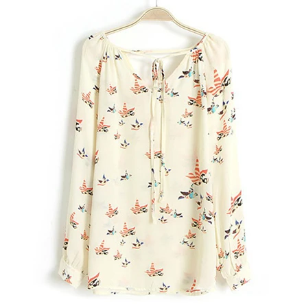 Women Blouse Long Sleeve 2019 Europe Fashion New Style Womens Tops And Blouses Hot Sale Vanguard Women Chiffon Blouse WLL0294