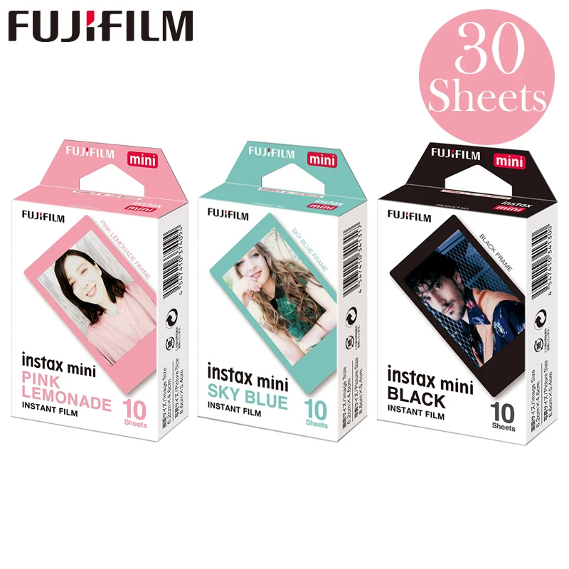 Fujifilm Розовый Лимонад + черный + Голубой Fuji Моментальное фото 30 листов пленка для Instax Mini 8 9 70 7 s 50 s 50i 90 25 поделиться SP-1 2