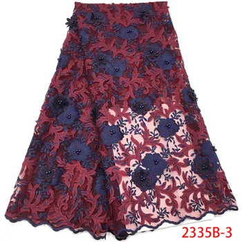 

Best Selling Beaded Embroidered French Lace Fabrics Appliqued Nigerian Tulle Mesh Lace Fabrics For Women Wedding Dress L2335B-3