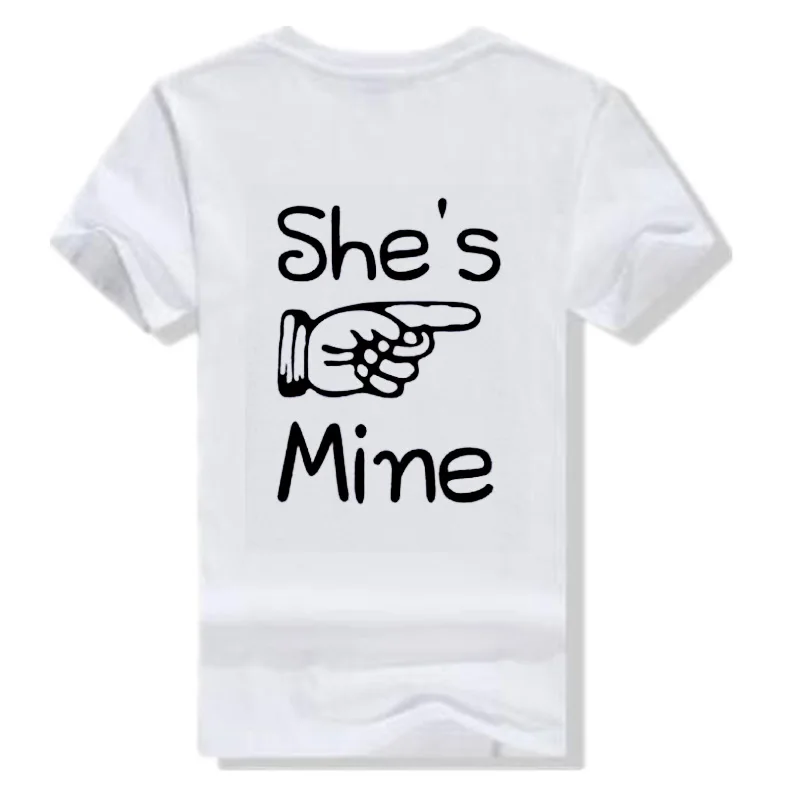 Pkorli Men Women Couple T Shirt She Is Mine He Is Mine Back Print T-Shirt Hipster Cotton Short Sleeve Couple T Shirt For Lovers Pkorli Men Women Couple T Shirt She Is Mine He Is Mine Back Print T-Shirt Hipster Cotton Short Sleeve Couple T Shirt For Lovers
